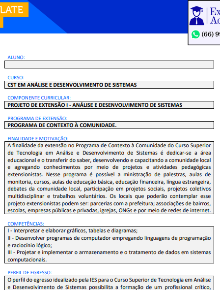 Projeto de extensão I - Análise e desenvolvimento de sistemas