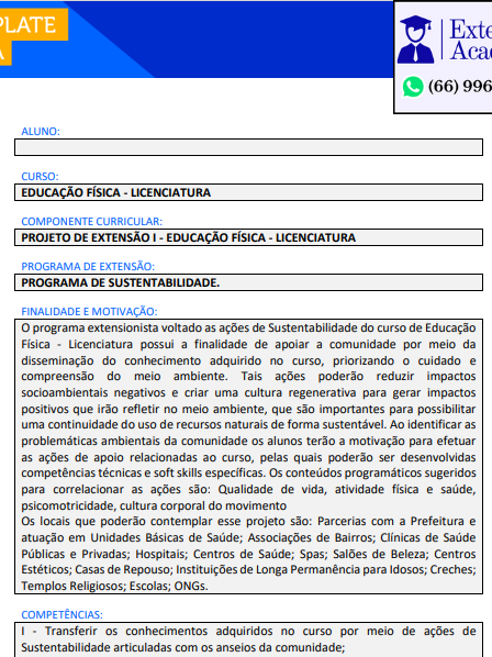 Projeto de extensão I - Educação Física Licenciatura