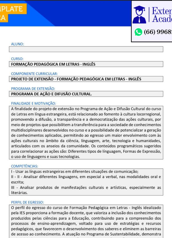 Projeto de extensão I - Formação Pedagógica em Letras Inglês