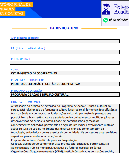 Projeto de extensão I - Gestão de Cooperativas