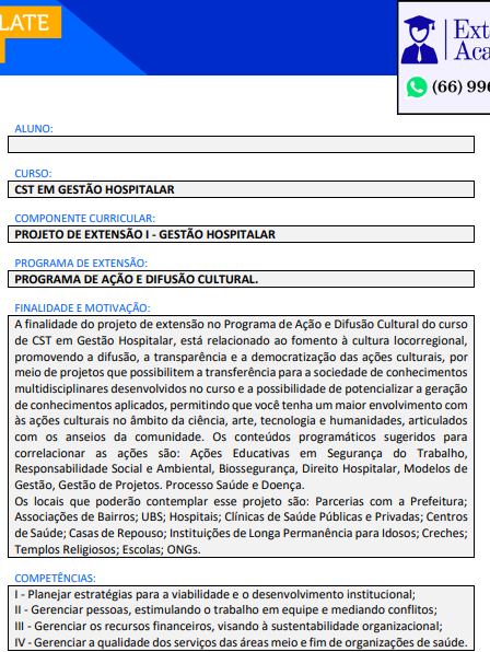 Portfólio Projeto de extensão I - Gestão Hospitalar