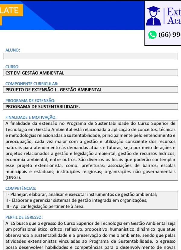 Projeto de extensão I - Gestão Ambiental