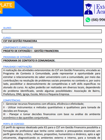 Portfólio Projeto de Extensão I – Gestão Financeira