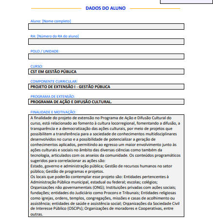 Portfólio Projeto de Extensão I - Gestão Pública