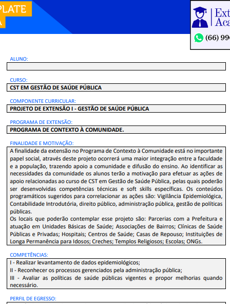 Projeto de extensão I - Gestão da Saúde Pública