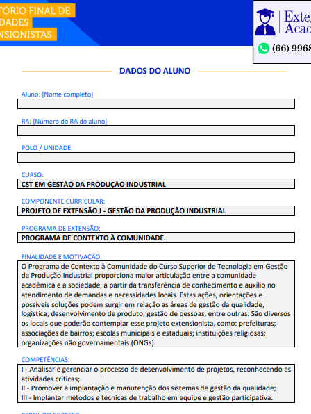 Portfólio Individual Projeto de Extensão I - Gestão da Produção Industrial