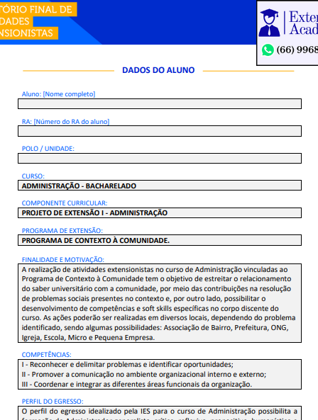 Portfolio Projeto de Extensão I – Administração