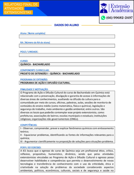 Portfólio Projeto de extensão I - Química