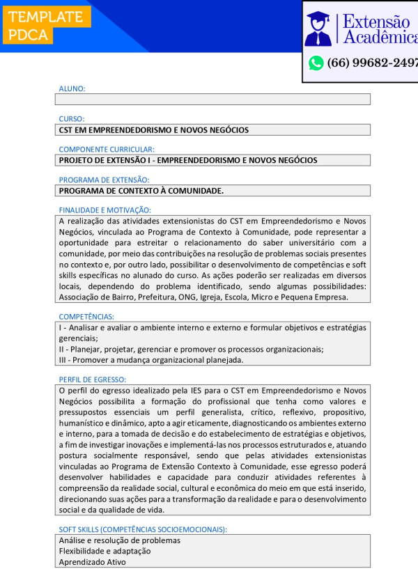 Projeto de extensão I - Empreendedorismo e novos negócios