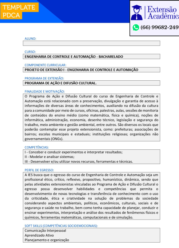 Projeto de extensão I - Engenharia de controle e automação