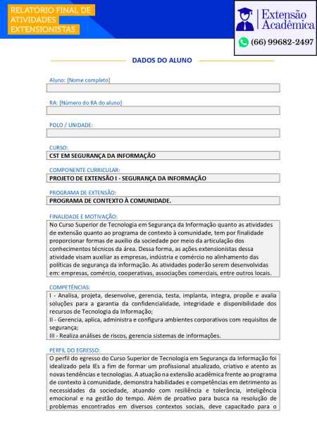 Projeto de extensão I - Segurança da informação