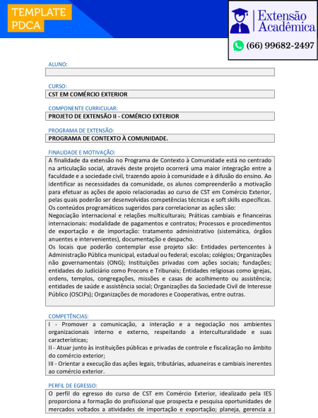 Projeto de extensão II - Comércio exterior