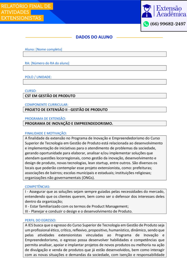 Projeto de Extensão II – Gestão de Produto