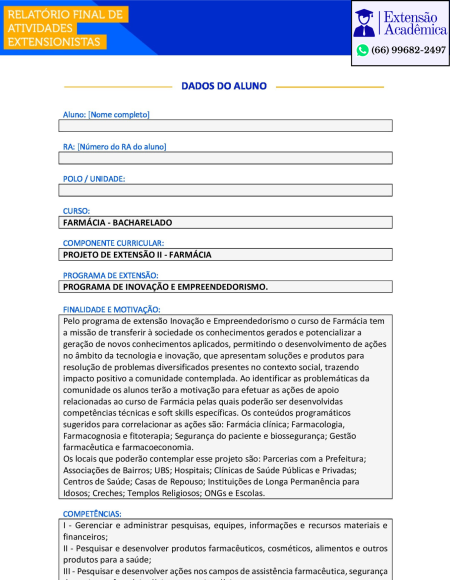 Projeto de extensão II - Farmácia