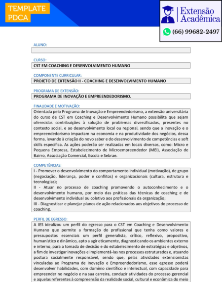 Projeto de extensão II Coaching e Desenvolvimento Humano