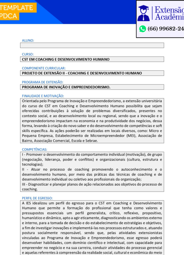 Projeto de extensão II Coaching e Desenvolvimento Humano