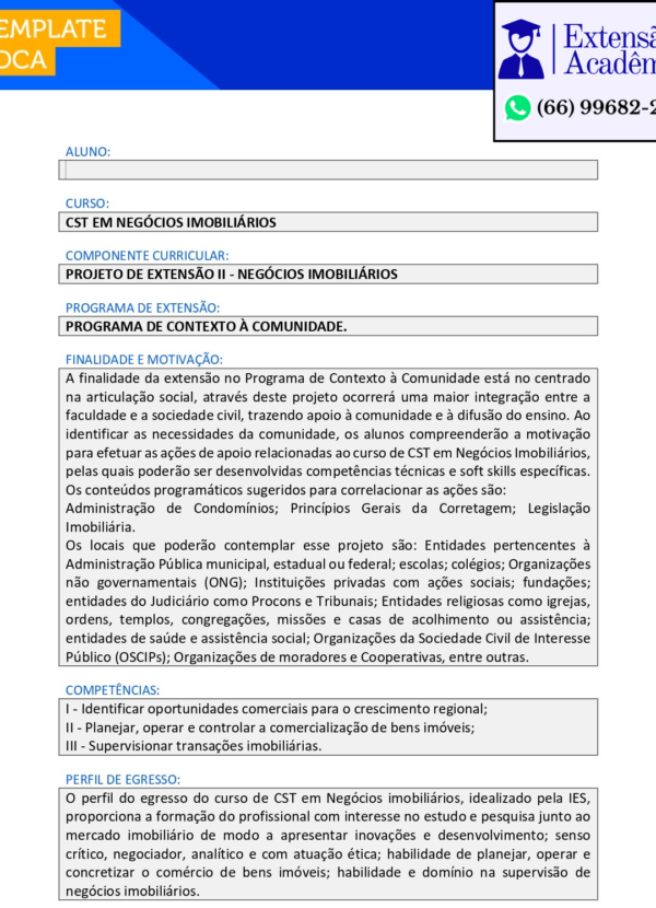 Projeto de extensão II Negócios Imobiliários