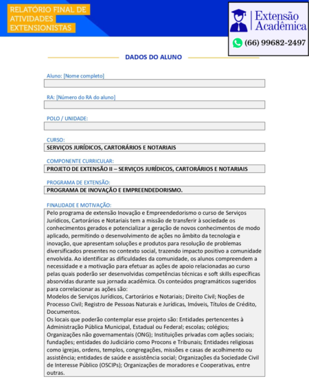 Projeto de extensão II - Serviços jurídicos, cartorários e notariais