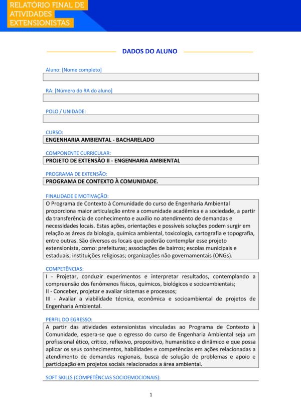 Projeto de Extensão II Engenharia Ambiental