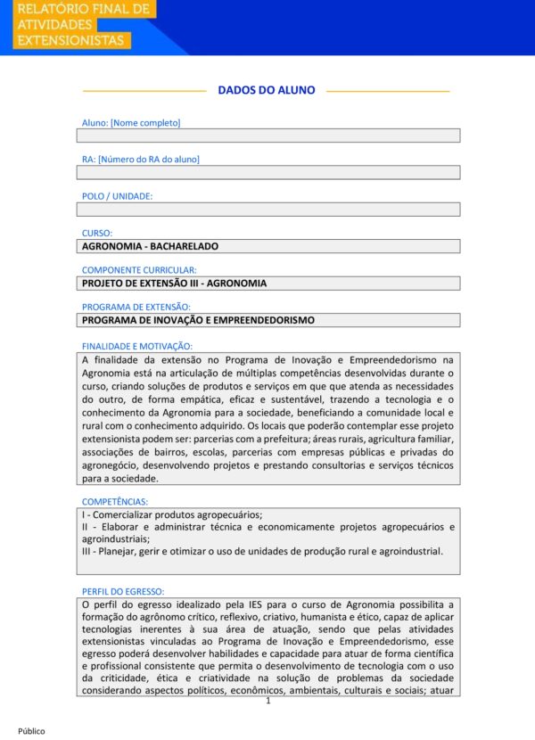 Projeto de Extensão III Agronomia